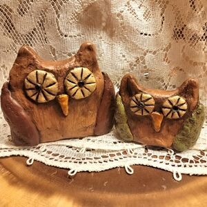 Handcrafted Clay Owls Set Of 2